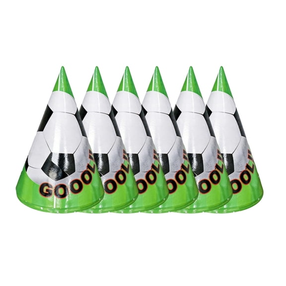 AURIGATE 6Pcs Soccer Theme Party Paper Hats, 5.77.9in Football Soccer Ball Pattern Cone Party Hats for Game Day Watch Party Birthday Sports Event Celebration