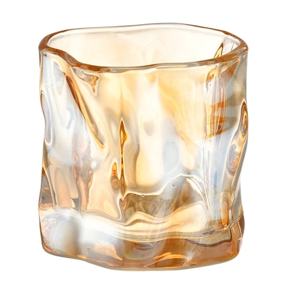 AURIGATE 8.45oz Crinkle Textured Glass Tumbler, 3.46x3.15in Whiskey Glass for Whiskey, Cocktails & Juice