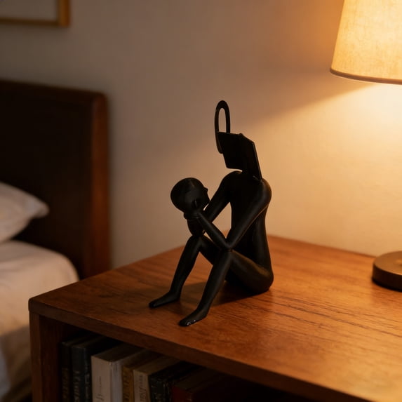 AURIGATE Abstract Thinker Reading Figure Bookend, 1.58x3.94 Inch Plastic Minimalist Statue for Home Office Bookshelf Decor