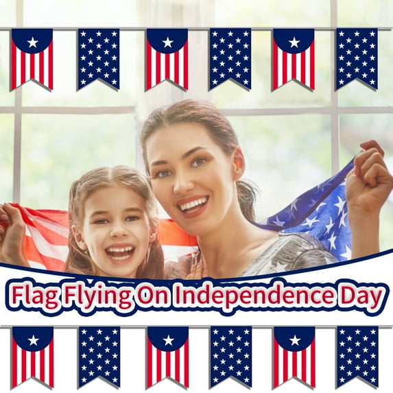 AURIGATE American Flag Banner, Patriotic Event Independence Day String Banner - Mini USA Swallowtail Flag String - for 4th of July, Memorial Day, Olympics Outdoor Indoor Decoration