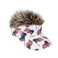 thumbnail image 1 of AURIGATE American Flag Baseball Cap with Fake Hair Adjustable Patriotic Sun Visor Hat for 4th of July Outdoor Party, 1 of 5