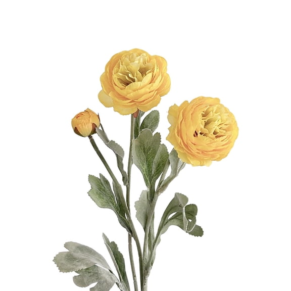 AURIGATE Artificial Ranunculus Flower Stem, 19.69in Fake Ranunculus Bouquet for Home Wedding Decor (Yellow)
