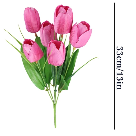 AURIGATE Artificial Tulip Bouquet, 13in Plastic Fake Tulips Flowers for Home Wedding Table Decor