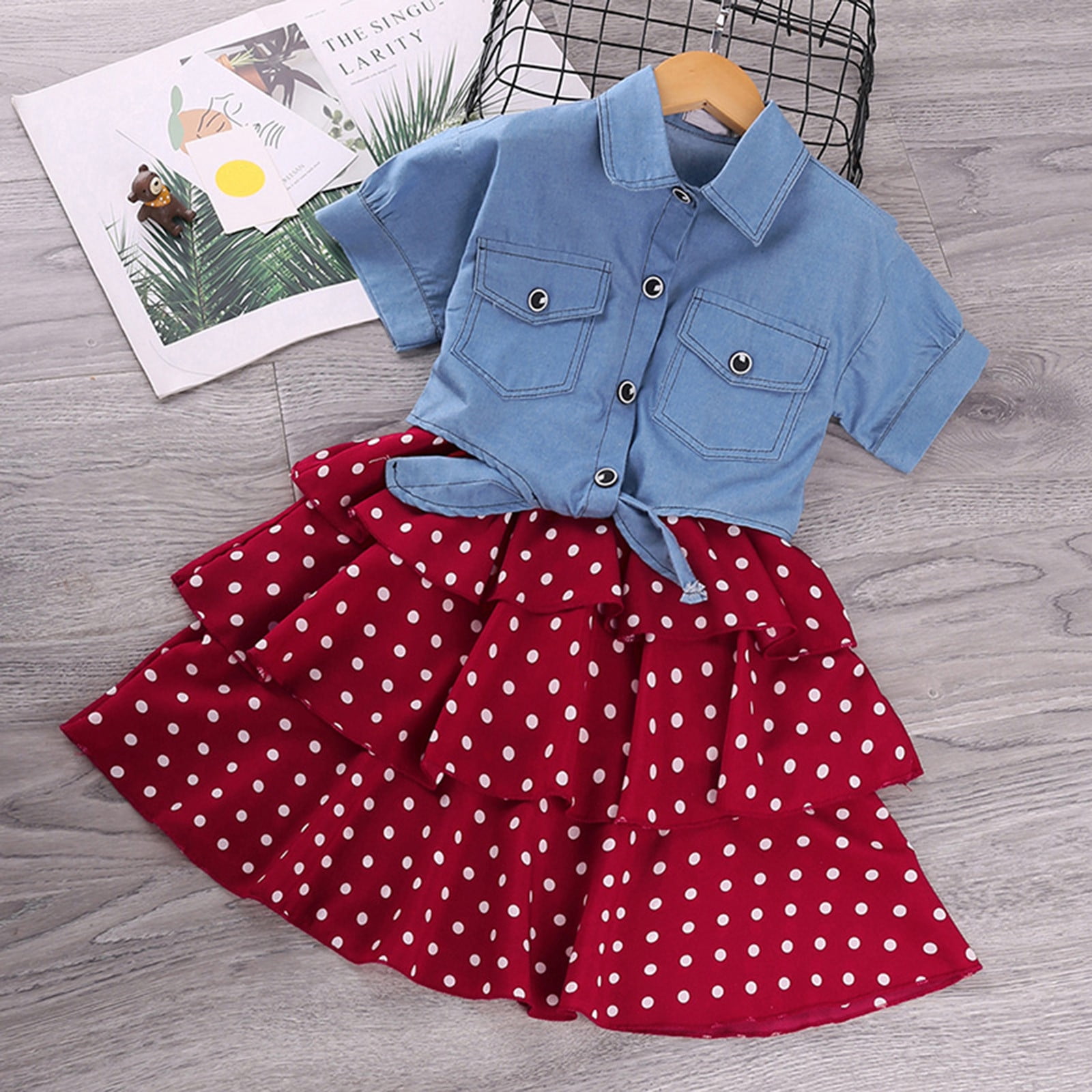 Baby Girl Stylish Blazer Jacket & Denim Pants Outfit Set main image 1