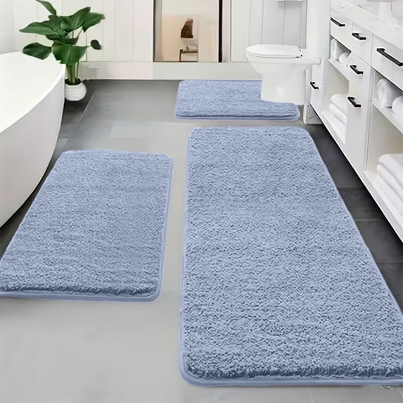 AURIGATE Bathroom Rugs Sets 3 Piece Including U Shaped Toilet Rug - Non-Slide Soft Absorbent Bath Mats Set with Non Slip Rubber Backside, Machine Washable