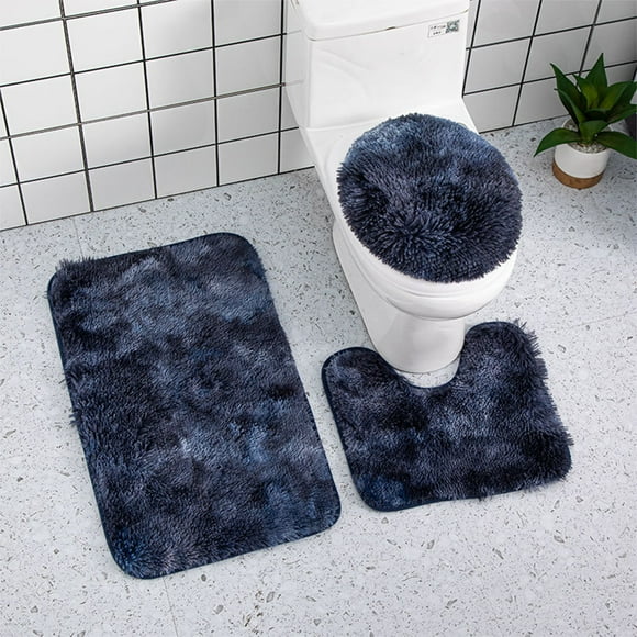 AURIGATE Bathroom Rugs Sets 3 Piece with Toilet Lid Cover Non Slip Extra Absorbent Shaggy Chenille Bathroom Rugs and Mats Sets, Soft & Dry Bath Rug Sets for Bathroom Carpets Set