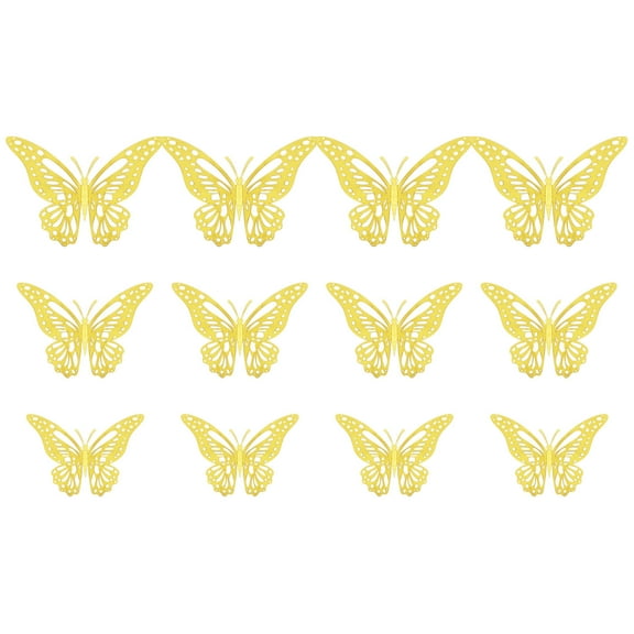 AURIGATE Butterfly Wall Decor Stickers, 6 Styles Gold Butterfly Decorations, 3D Butterfly Party Decorations/Birthday Decorations/Cake Decorations, Gold Butterflies for Gold Wall Decor Room Decor