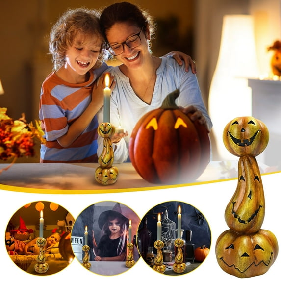 AURIGATE Candle Holder Resin Pumpkin Tea Light Candle Holders Hotop Decor for Fall Table Candleholder Centerpiece with Pumpkin Candle Holders, Candles Not Included