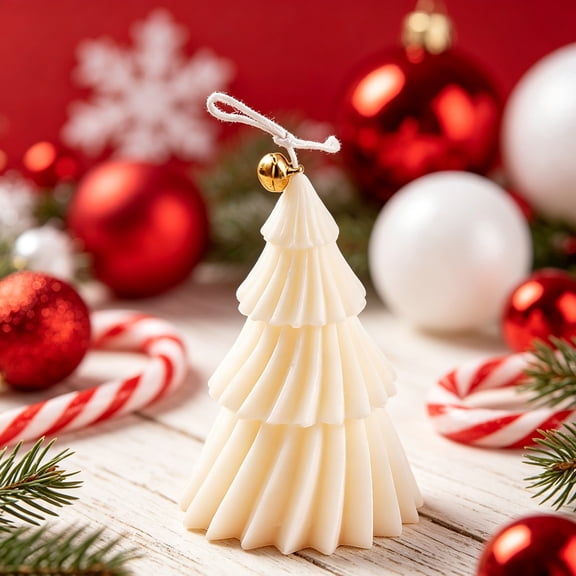 AURIGATE Christmas Scented Candle, 3.1x4.3 in Wax, Tree-Shaped Aromatherapy for Tabletop Holiday Home Decor Gift