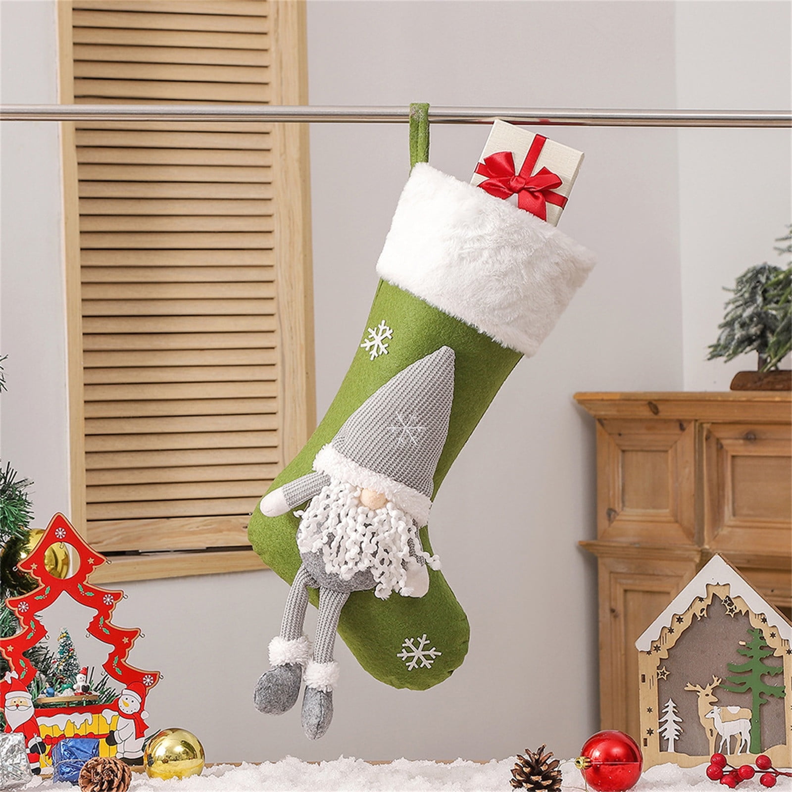 AURIGATE Christmas Stocking, Gnomes Santa Plush Christmas Stockings ...