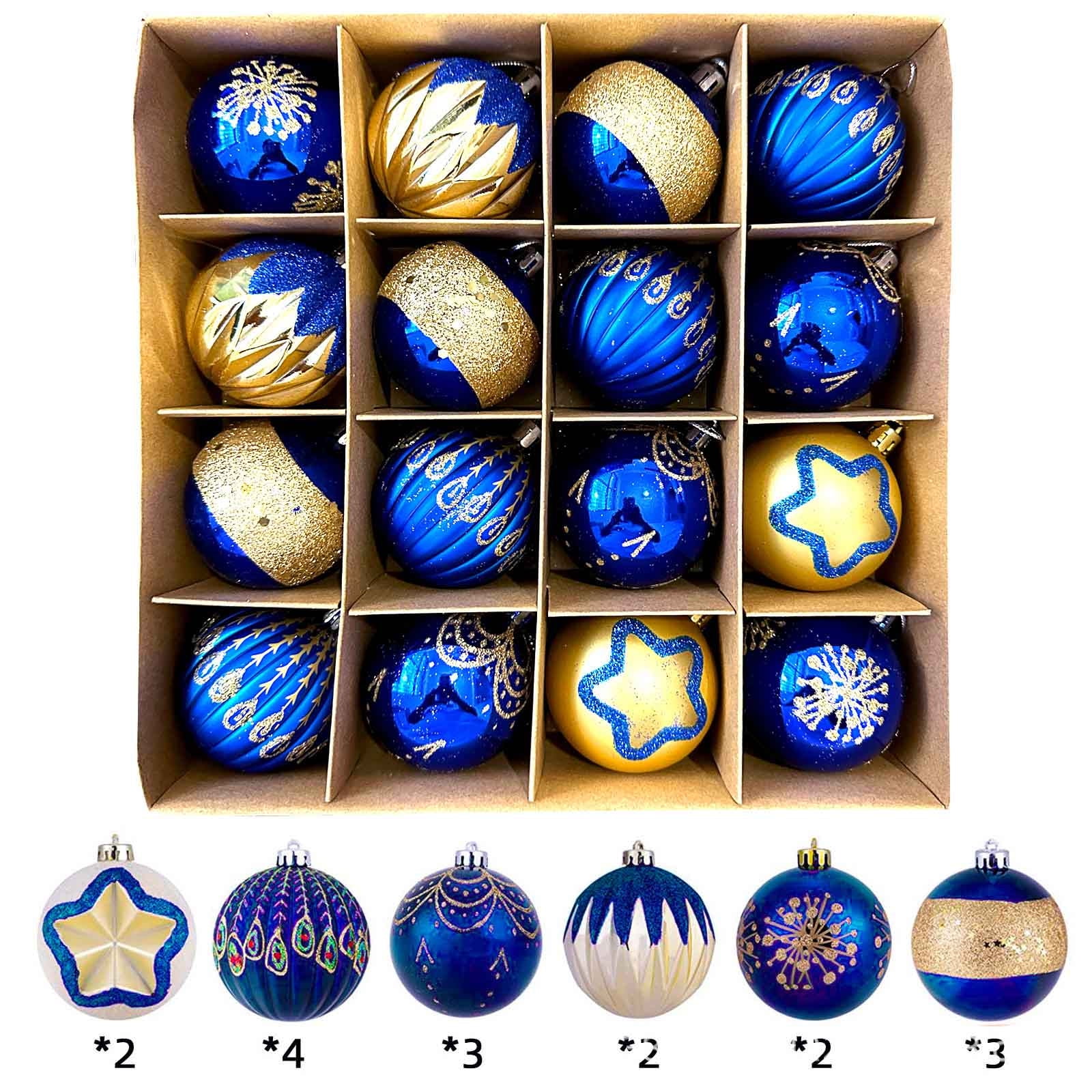 AURIGATE Christmas Tree Ornaments 16 Pack Christmas Tree Decorations