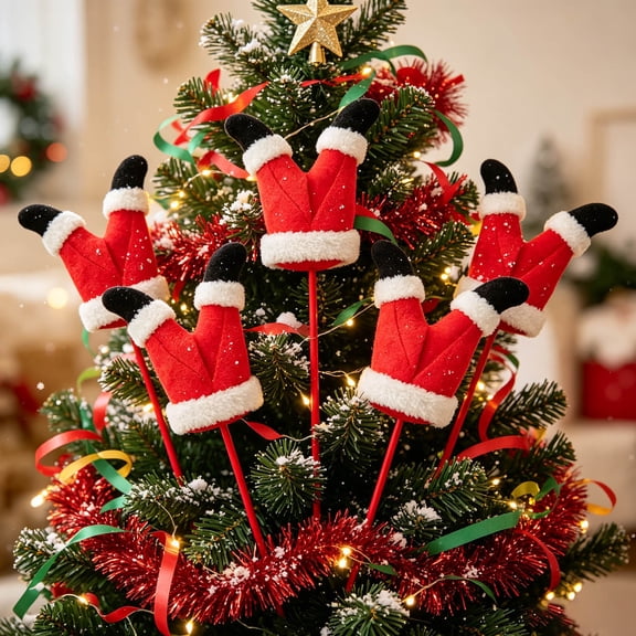 AURIGATE Christmas Tree Pick Decoration Artificial Ornament Insert, 7 in, Red, Decorative Picks for Tree Wreath Garland Holiday Home Decor