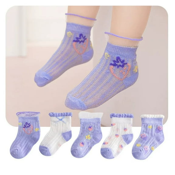 AURIGATE Clearance! Baby Girls' Socks Toddler Girls Socks Cute Cartoon Flower Pattern Breathable Mesh Kids Non-slip Cotton Socks