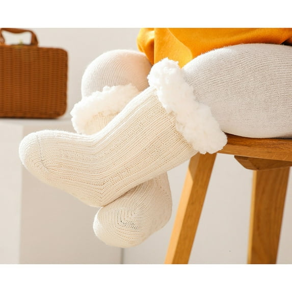 AURIGATE Clearance! Baby Non Slip Socks Super Thick Wool Lamb Velvet Children's Floor Socks Solid Color Plus Velvet Baby Socks Non-slip Baby Floor Socks
