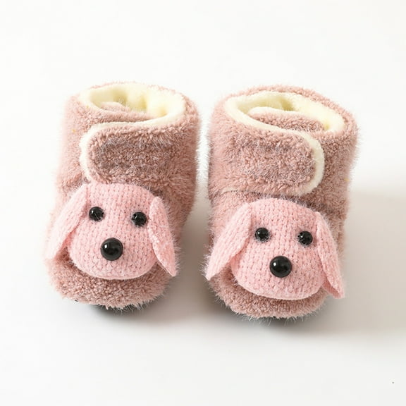 AURIGATE Clearance! Baby Non Slip Socks Toddler Boys Girls Solid Color Cartoon Dog Socks Keep Warm Plush Kids Soft Non-slip Indoor Toddler Shoes Socks
