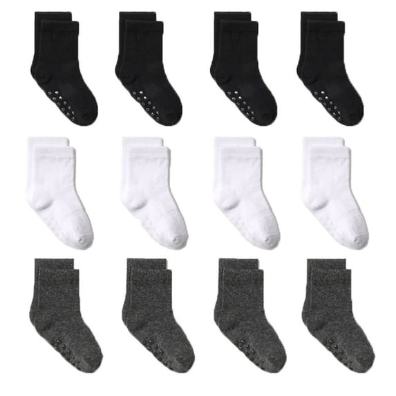 AURIGATE Clearance! Baby and Toddler Socks Toddler Kids baby Boys Girls Solid Anti-Slip Knitted Warm Socks Room Socks 12pc