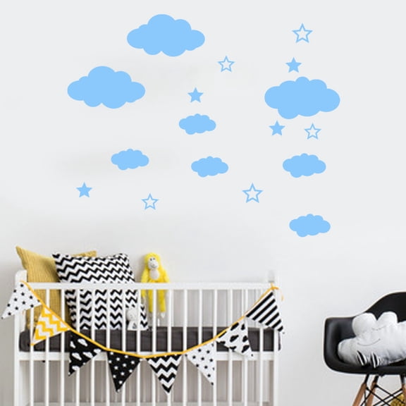 AURIGATE Clouds Wall Decals Removable DIY Large Vinyl Sticker Self Adhesive Wallpaper for Living Room Nursery Children Baby Kids Boys Girls Bedroom Decor Home Art