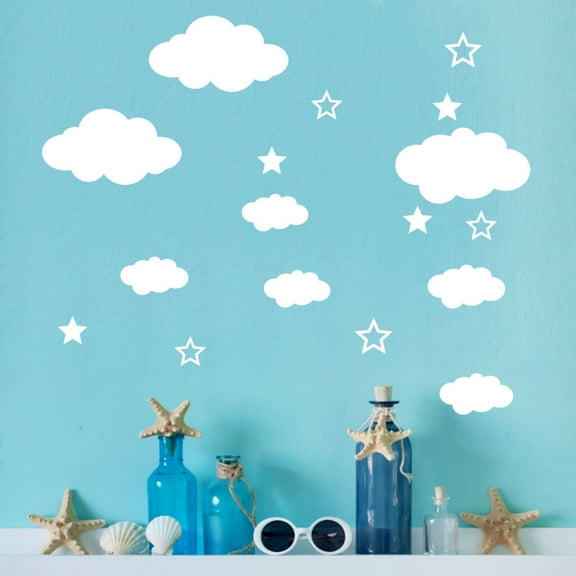 AURIGATE Clouds Wall Decals Removable DIY Large Vinyl Sticker Self Adhesive Wallpaper for Living Room Nursery Children Baby Kids Boys Girls Bedroom Decor Home Art