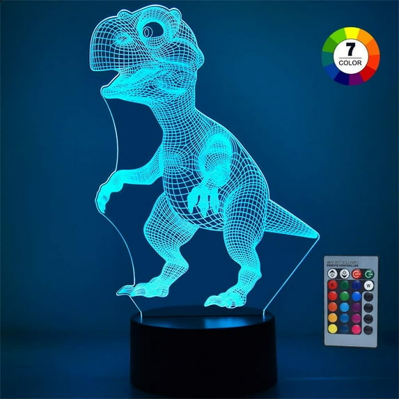 AURIGATE Dinosaur Night Light for Kids-3D Bedside Lamp 7 Colors Change Remote Control with Acrylic Flats Best Christmas Birthday Gifts for Boys Girls Kids Baby
