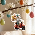 thumbnail image 1 of AURIGATE Easter Acrylic Flat Hanging Ornament, Bunny Riding Horse/Motorcycle Design, Festive Decor for Home Party Tree, 1 of 7