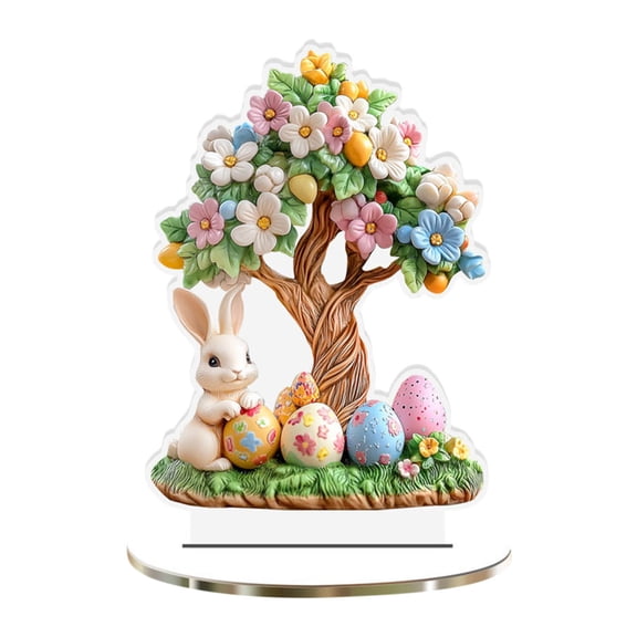 AURIGATE Easter Bunny Acrylic Tabletop Decor, 6.9×7.9in Spring Rabbit Figurines for Home & Party Centerpiece