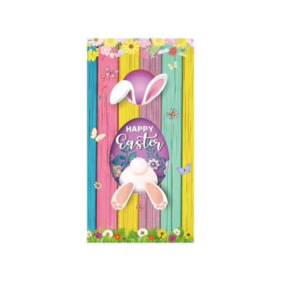 AURIGATE Easter Bunny Door Cover Decor 35.43×70.87in, Nylon & Spandex Easter Themed Door Curtain, Spring Themed Front Door Decor for Home Easter Party Decoration