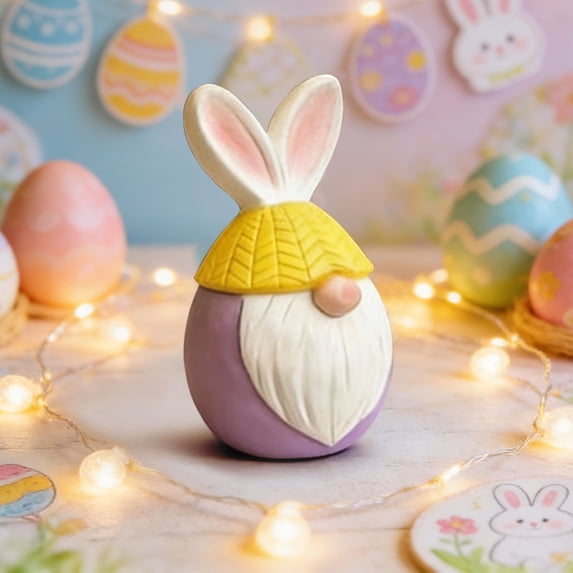 AURIGATE Easter Bunny Gnome Figurine,Egg-Shaped Rabbit Tomte Ornament for Spring Home Tabletop Easter Holiday Decor