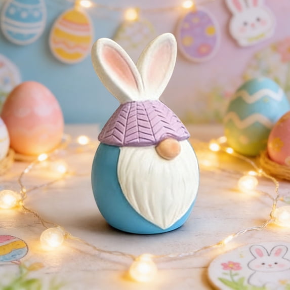 AURIGATE Easter Bunny Gnome Figurine,Egg-Shaped Rabbit Tomte Ornament for Spring Home Tabletop Easter Holiday Decor