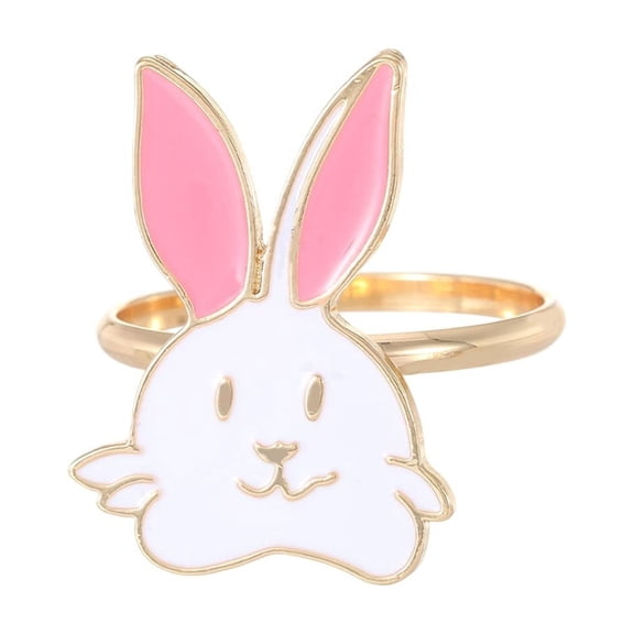AURIGATE Easter Bunny Metal Napkin Ring 1 Pack Cute Rabbit Enamel Napkin Holder for Easter Dining Table Home Holiday Party Decor