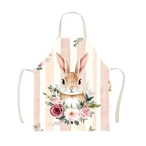 AURIGATE Easter Bunny Printed Apron, 21.5×26.5in Polyester Decorative Cooking Apron for Spring Easter Kitchen Baking Party Home Holiday Use