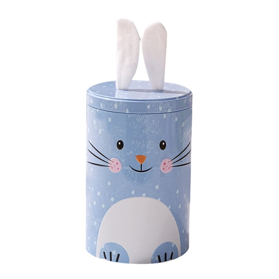 AURIGATE Easter Bunny Tin Canister 4.13×6.3in, Cute Rabbit Shaped Metal Storage Container, Festive Candy Jar & Gift Box for Easter & Spring
