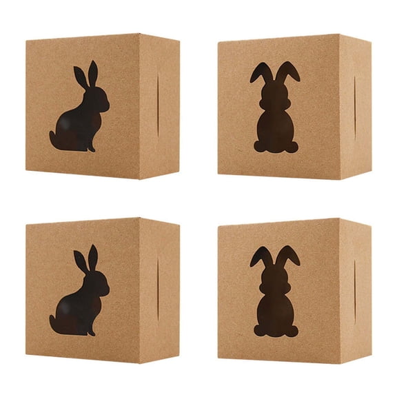 AURIGATE Easter Bunny Treat Boxes 24 Pack, 3.943.942.56in Paper Boxes with Bunny Silhouette Cutouts, Spring Holiday Packaging for Gifts, Treats, Easter Decor & Celebrations