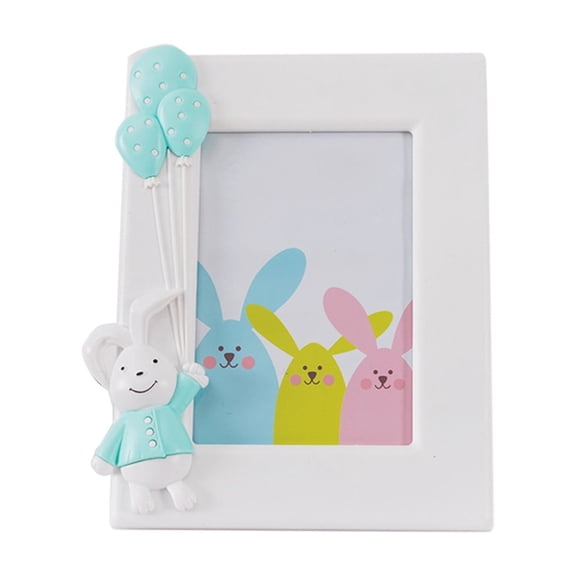 AURIGATE Easter Bunny Vertical Photo Frame 7.08×9.05in, Plastic Bunny Balloon Picture Frame for Tabletop Display, Spring Easter Photo Frame for Home Table Easter Party Decoration