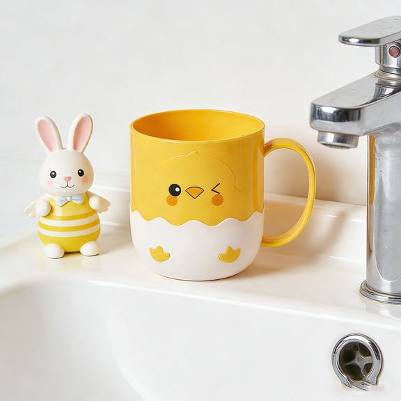 AURIGATE Easter Cute Chick Plastic Rinse Cup 3.343.74in Cartoon Toothbrush Holder for Bathroom Use
