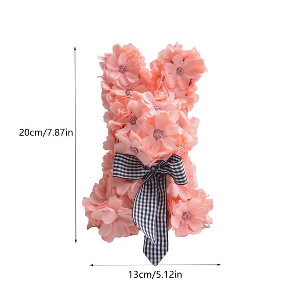 AURIGATE Easter Daisy Bunny Decor 5.12×7.87in, Plastic Artificial Flower Bunny with Black & White Checkered Bow, Festive Spring & Easter Home Decor