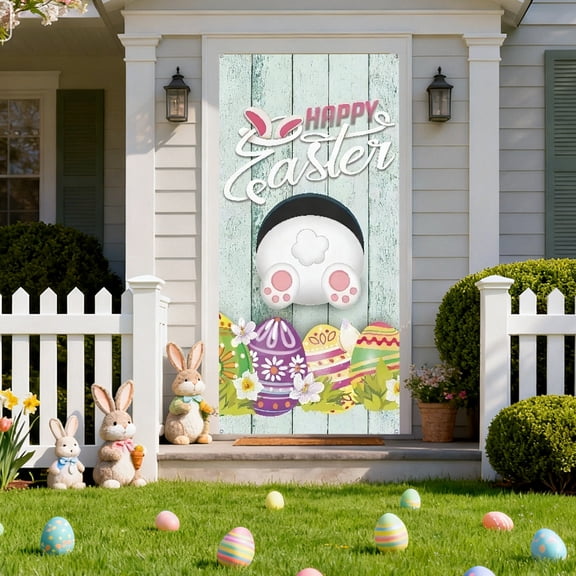 AURIGATE Easter Door Curtain Assorted Designs, Polyester Holiday Front Door Banner, Indoor Outdoor Spring Home Decor