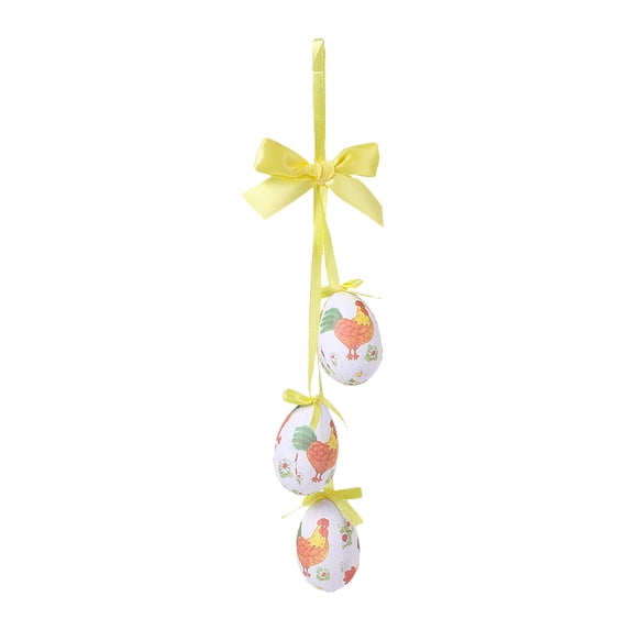AURIGATE Easter Egg Hanging Ornaments, Colorful Patterned Eggs with Satin Ribbons, Spring Easter Tree & Party Decor Accents