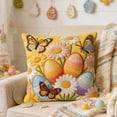 thumbnail image 1 of AURIGATE Easter Embroidered Egg & Butterfly Pillowcase, 17.72in Decorative Throw Pillow Cover, Festive Spring Easter Sofa Couch Home Decor (Multi-Pattern), 1 of 6