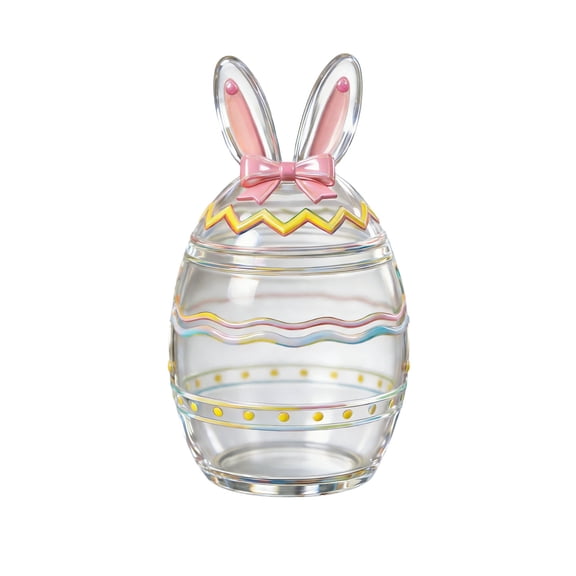 AURIGATE Easter Glass Candy Jars, 5.9×7.87in Bunny Chick Eggshell Glass Treat Containers, Transparent Food Storage Jars with Lids for Easter Party, Kitchen Decor, Gift Giving & Snack Storage