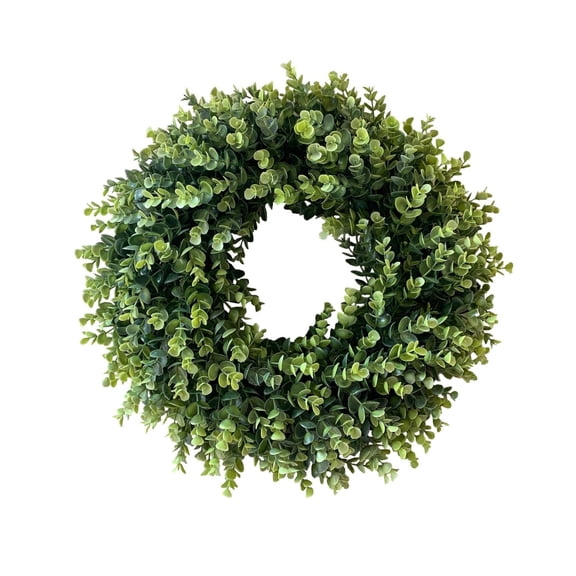 AURIGATE Easter Green Foliage Wreath, 17.71 Inch Plastic Leaf Wreath, Spring & Everyday Home Decor for Front Door, Wall, Porch, Farmhouse