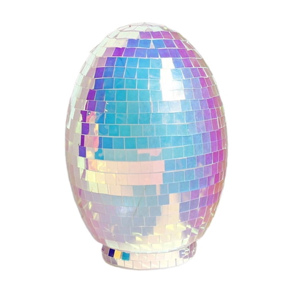AURIGATE Easter Iridescent Disco Egg Decor, Plastic Mirror Ball Egg for Spring Home, Easter Party & Table Centerpiece, 4.73×6.7in