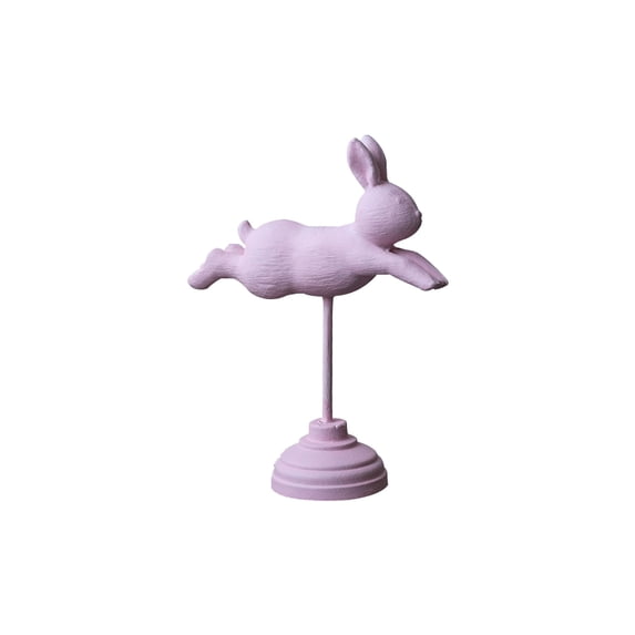 AURIGATE Easter Leaping Bunny on Stand, Wood-Look Rabbit Figurine with Pedestal Base, Spring Tabletop Decor for Home & Easter