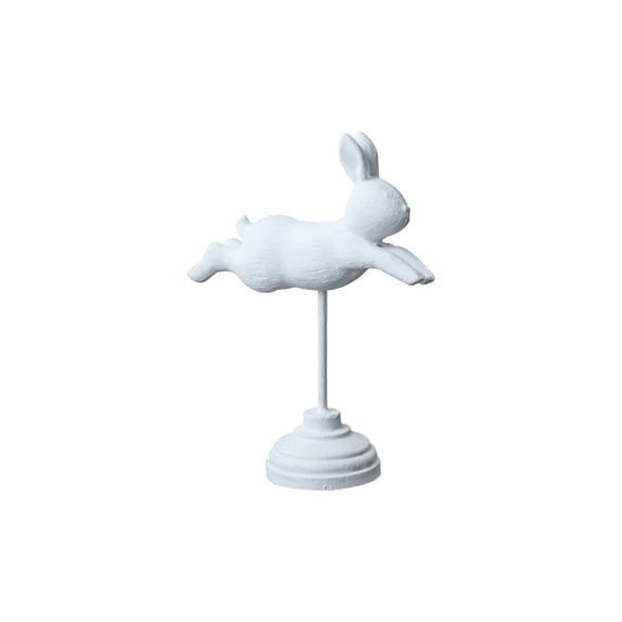AURIGATE Easter Leaping Bunny on Stand, Wood-Look Rabbit Figurine with Pedestal Base, Spring Tabletop Decor for Home & Easter