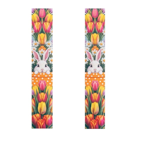 AURIGATE Easter Porch Door Banner 11.81x70.87in, Single Piece Polyester Easter Door Couplet with Bunny & Colorful Egg Design, Spring Easter Front Door Porch Decor for Home Holiday Party Supplies