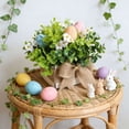 thumbnail image 1 of AURIGATE Easter Rustic Table Centerpiece, Artificial Greenery with Pastel Easter Eggs & Burlap Bow, Spring Wood Box Decor for Home Party Kitchen Dining Table, 1 of 6