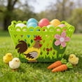 thumbnail image 1 of AURIGATE Easter Storage Basket, Rooster & Floral Pattern Hollow Desktop Organizer Bin, Spring Easter Treat Basket for Party, Home & Kitchen, 1 of 6