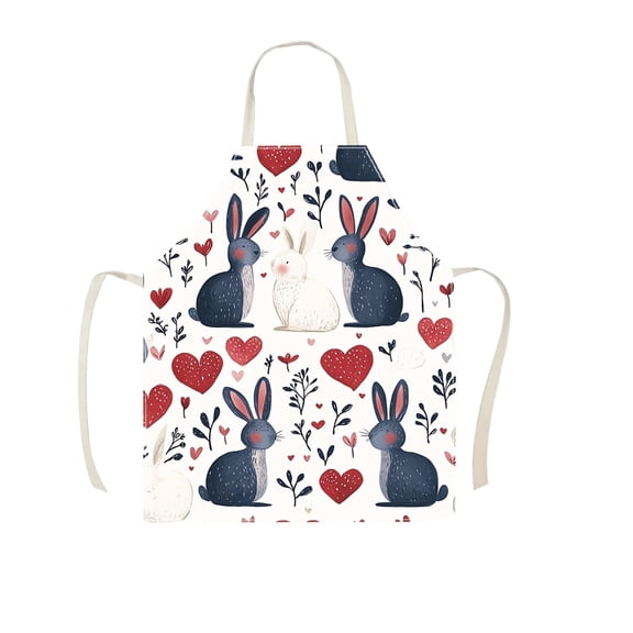 AURIGATE Easter Themed Kitchen Apron 21.5x26.5in Polyester Cooking Apron with Bunny Egg Floral Patterns for Spring Holiday Baking & Party Decor