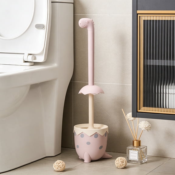 AURIGATE Egg Shell Toilet Brush with Holder 4.92×19.29in Soft Bristle Toilet Cleaner for Bathroom Deep Cleaning Storage