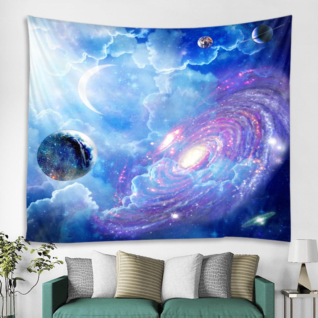 AURIGATE Extra Large Galaxy Space Tapestry for Bedroom Aesthetic 51 X 59 Blue Starry Sky Stars Universe Tapestry Mysterious Nebula Wall Hanging Backdrop Decor for Bedroom Living Room Walmart