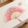 thumbnail image 1 of AURIGATE Folding Hand Fan,Bamboo Frame Silk Fabric Chinese Style Vintage Floral Handheld Foldable Fan with Tassel for Hanfu Cosplay Stage Performance Wedding Party Home Decor Summer Cooling, 1 of 6